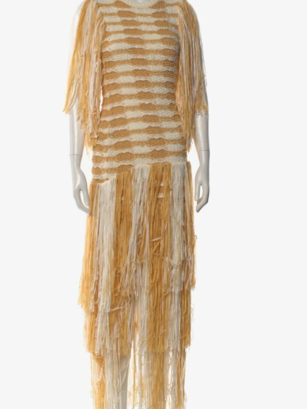 NWT ULLA JOHNSON Silvia Striped Fringe Knit Maxi Dress in Beach S $990 - Picture 8 of 9